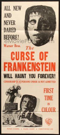 7e778 CURSE OF FRANKENSTEIN New Zealand daybill '57 Hammer, art of monster Christopher Lee!