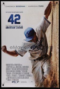 7f016 42 advance DS 1sh '13 baseball, image of Chadwick Boseman as Jackie Robinson sliding home!