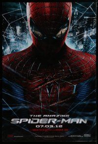 7f034 AMAZING SPIDER-MAN teaser DS 1sh '12 Andrew Garfield in title role over city!