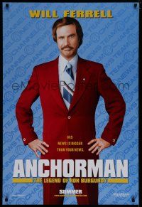 7f041 ANCHORMAN teaser DS 1sh '04 The Legend of Ron Burgundy, image of newscaster Will Ferrell!