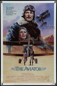 7f053 AVIATOR 1sh '85 art of airplane pilot Christopher Reeve & Rosanna Arquette by Manchess!