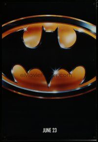 7f057 BATMAN matte teaser 1sh '89 directed by Tim Burton, cool image of Bat logo!