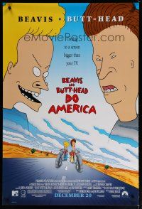 7f073 BEAVIS & BUTT-HEAD DO AMERICA advance 1sh '96 Mike Judge MTV juvenile delinquent cartoon!
