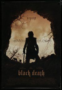 7f083 BLACK DEATH DS 1sh '10 Sean Bean, Eddie Redmayne, wild image of man w/sword, Repent!