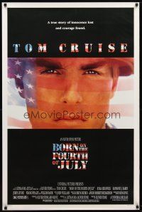 7f101 BORN ON THE FOURTH OF JULY DS 1sh '89 Oliver Stone, great patriotic image of Tom Cruise!