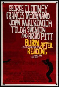 7f113 BURN AFTER READING DS 1sh '08 Joel & Ethan Coen, cool design, intelligence is relative!