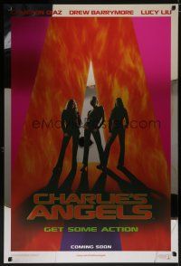 7f126 CHARLIE'S ANGELS mylar int'l teaser 1sh '00 image of Cameron Diaz, Drew Barrymore & Lucy Liu!