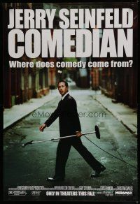 7f140 COMEDIAN advance 1sh '02 great image of Jerry Seinfeld walking across street with microphone!