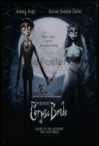 7f150 CORPSE BRIDE teaser DS 1sh '05 Tim Burton stop-motion animated horror musical!