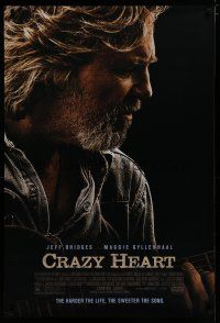 7f154 CRAZY HEART advance DS 1sh '09 great image of country music singer Jeff Bridges!