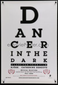 7f162 DANCER IN THE DARK teaser 1sh '00 directed by Lars von Trier, Bjork, cool eye chart design!