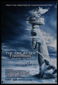 7f177 DAY AFTER TOMORROW style AS advance DS 1sh '04 art of Statue of Liberty frozen in tidal wave!
