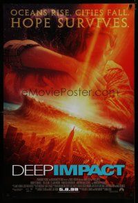 7f184 DEEP IMPACT advance DS 1sh '98 Robert Duvall, Tea Leoni, Heaven & Earth are about to collide!