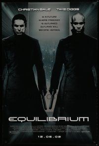 7f230 EQUILIBRIUM advance 1sh '02 Christian Bale & Taye Diggs, a future where freedom is outlawed!