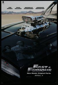 7f247 FAST & FURIOUS teaser DS 1sh '09 Vin Diesel, Paul Walker, blown R/T Charger!