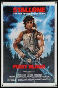 7f256 FIRST BLOOD 1sh '82 artwork of Sylvester Stallone as John Rambo by Drew Struzan!
