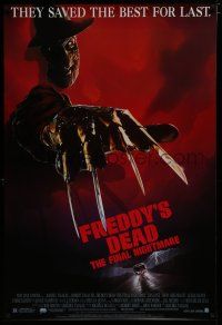 7f267 FREDDY'S DEAD 1sh '91 great art of Robert Englund as Freddy Krueger!