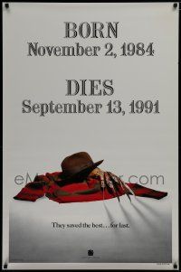 7f268 FREDDY'S DEAD style A teaser DS 1sh '91 great close up Freddy Krueger's hat, claws & sweater!