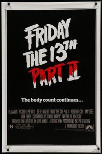 7f271 FRIDAY THE 13th PART II 1sh R80s summer camp slasher horror sequel, the body count continues