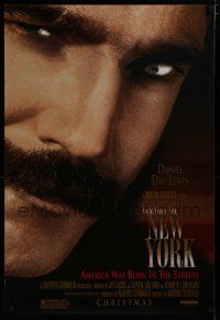 7f283 GANGS OF NEW YORK advance DS 1sh '02 Martin Scorsese, close-up of Daniel Day-Lewis!