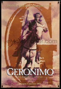 7f284 GERONIMO advance DS 1sh '93 Walter Hill, great image of Native American Wes Studi on horse!