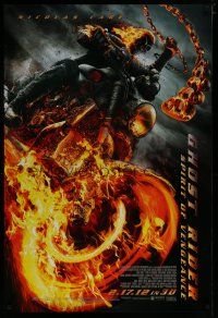 7f290 GHOST RIDER: SPIRIT OF VENGEANCE advance DS 1sh '12 Nicolas Cage, fiery motorcycle!