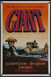 7f291 GIANT 1sh R83 best image of James Dean reclined in car, George Stevens classic!