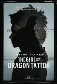 7f293 GIRL WITH THE DRAGON TATTOO advance DS 1sh '11 Daniel Craig, Rooney Mara in title role!