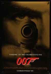 7f302 GOLDENEYE advance DS 1sh '95 Pierce Brosnan as secret agent James Bond 007, cool close-up!