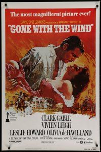 7f304 GONE WITH THE WIND 1sh R80s Clark Gable, Vivien Leigh, Leslie Howard, all-time classic!