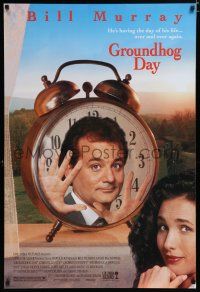 7f318 GROUNDHOG DAY DS 1sh '93 Bill Murray, Andie MacDowell, directed by Harold Ramis!