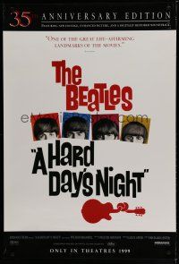 7f326 HARD DAY'S NIGHT teaser 1sh R99 great image of The Beatles, rock & roll classic!