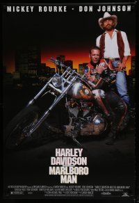 7f327 HARLEY DAVIDSON & THE MARLBORO MAN 1sh '91 Mickey Rourke & Don Johnson in title roles!