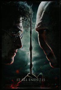 7f332 HARRY POTTER & THE DEATHLY HALLOWS: PART 2 teaser DS 1sh '11 Radcliffe vs Ralph Fiennes!