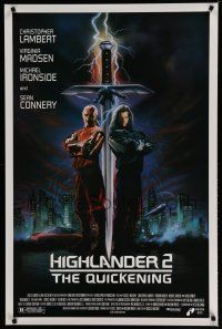 7f346 HIGHLANDER 2 1sh '91 great artwork of immortals Christopher Lambert & Sean Connery!