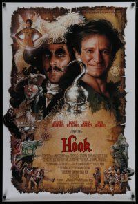 7f354 HOOK DS 1sh '91 art of pirate Dustin Hoffman & Robin Williams by Drew Struzan!