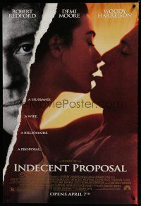 7f377 INDECENT PROPOSAL advance DS 1sh '93 Robert Redford, Demi Moore, Woody Harrelson!