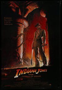 7f384 INDIANA JONES & THE TEMPLE OF DOOM 1sh '84 adventure is Ford's name, Bruce Wolfe art!