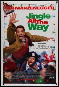 7f411 JINGLE ALL THE WAY style A advance DS 1sh '96 Arnold Schwarzenegger, Sinbad, 2 dads & 1 toy!