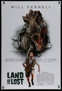 7f431 LAND OF THE LOST DS 1sh '09 image of Will Ferrell running from dinosaur!