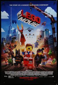 7f450 LEGO MOVIE advance DS 1sh '14 the story of a nobody who saved everybody!