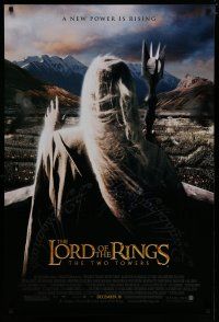 7f473 LORD OF THE RINGS: THE TWO TOWERS advance DS 1sh '02 J.R.R. Tolkien, Christopher Lee!