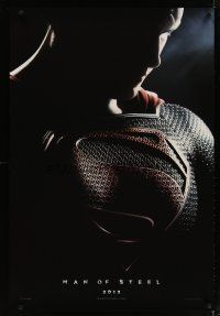 7f491 MAN OF STEEL teaser DS 1sh '13 close-up of Henry Cavill in the title role as Superman!