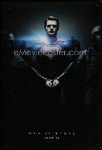 7f492 MAN OF STEEL teaser DS 1sh '13 Henry Cavill in title role as Superman handcuffed!