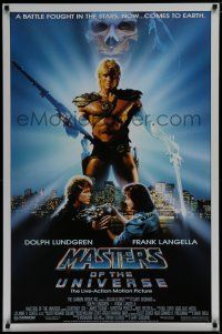 7f502 MASTERS OF THE UNIVERSE 1sh '87 great image of Dolph Lundgren as He-Man!