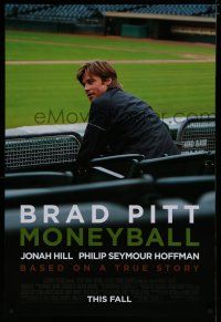 7f514 MONEYBALL advance DS 1sh '11 great image of Brad Pitt sitting in stands at baseball field!