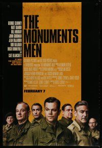 7f518 MONUMENTS MEN advance DS 1sh '14 George Clooney, Matt Damon, Bill Murray, John Goodman!