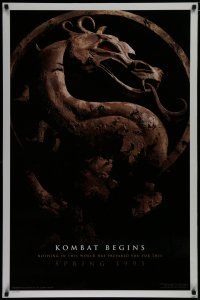 7f520 MORTAL KOMBAT style A teaser DS 1sh '95 Christopher Lambert, cool image of dragon logo!