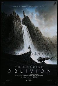 7f551 OBLIVION teaser DS 1sh '13 Morgan Freeman, image of Tom Cruise & waterfall in city!