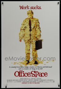 7f558 OFFICE SPACE style A advance DS 1sh '99 Mike Judge, Stephen Root covered in post-its!